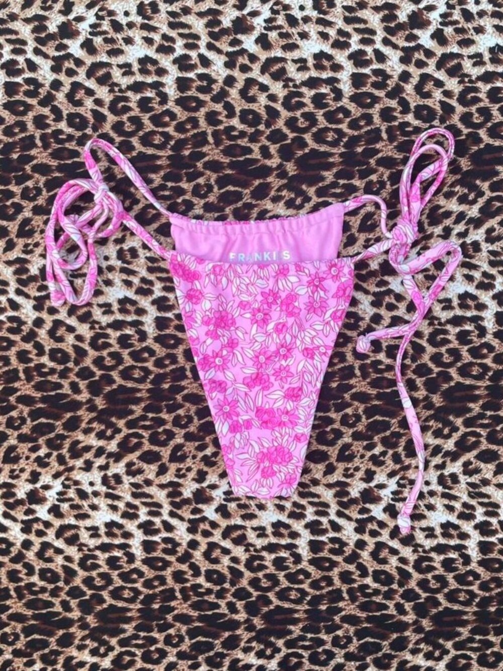 pink floral cheeky string bikini bottoms